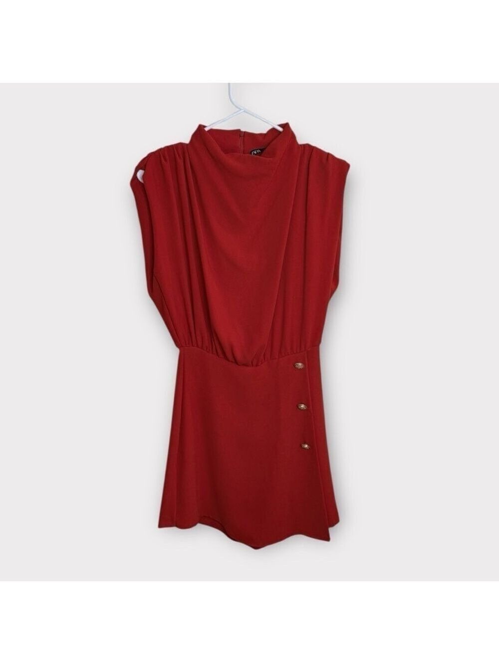 Zara Red Cowl Neck Sleeveless Romper Extra Small